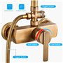 AIMOYO Colonne de Douche Laiton Antique Ensemble de Douche Monocommande, Système de Douche Rétro Doré, Mitigeur Douche Colonne H