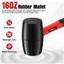 SHALL Ensemble de 2 marteaux en caoutchouc, maillet en caoutchouc de 16 oz et maillet souple double face de 40 mm, manche en fib