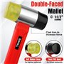 SHALL Ensemble de 2 marteaux en caoutchouc, maillet en caoutchouc de 16 oz et maillet souple double face de 40 mm, manche en fib