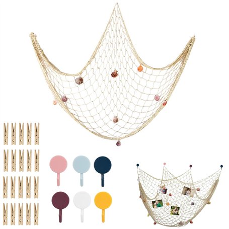 KUBDPQOR Filet de pêche décoratif – Rete da pesca decorativa parfait pour une décoration murale artistique - cadre photo mural i