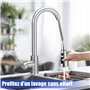 Robinet mélangeur de cuisine,bec pivotant à levier unique à haute arche avec douchette extractible,robinet en acier inoxydable p