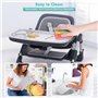 Chaise Haute BeBe Rehausseur Chaise Enfant Pliable Chaise Bebe Table Siège Rehausseur de Voyage avec Réglable en Hauteur et Harn