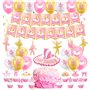 Ballet Anniversaire Party Accessoires Ballerine Party Décoration avec Ballet Happy Birthday Bannière Ballerine Spirals Gâteau Cu