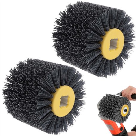 Lot de 2 brosses en nylon - Grain 120 - Brosse de polissage - Roue de tréfilage - Brosse pour rouleau abrasif