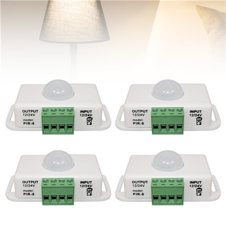 Koerper Lot de 4 capteurs infrarouges PIR DC 12 V 24 V Interrupteur automatique Détecteur de mouvement extérieur Interrupteur po
