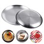 KBNIAN 2PCS Plats de Service en Inox Plateau Ovale Plateaux de Service Ronds en Acier Inoxydable Plateau en Acier Inoxydable pou