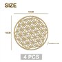 BEIIEB 4 Pièces Fleur de Vie en Bois Décor à la Maison Peintures Murales Symboles Spirituels Cadeaux Ésotériques Sous-Verres Scu