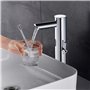 Fyeer Robinet de salle de bain avec capteur automatique infrarouge Robinet de lavabo sans contact pour robinet de salle de bain 