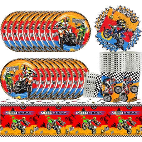 Lot de 61 ustensiles de fête Motorcycle pour anniversaire d'enfant