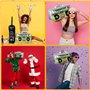 UBERMing Kit de Costume Hip Hop avec Boîte Radio Gonflable Lunettes de Soleil Chapeau et Or Signe de Dollar Collier Bracelet Ann