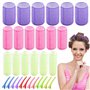BLUESEABUY 30 Pcs Rouleaux de Cheveux 18 Rouleaux à Cheveux Auto-Agrippants Bigoudis Cheveux en 3 Tailles (16mm 25mm 35mm) et 12
