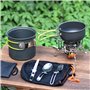 Kit de Casseroles Camping, Ustensiles de Cuisine de Camping en Aluminium Durable, Camping Randonnée Pédestre Pot Pan Cookware, E