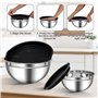 Bols à mélanger en Acier Inoxydable, Lot de 5 Saladiers avec couvercles hermétiques, 0.7L/ 1.1L/ 1.5L/ 2.7L/ 4.5L Empilables et 