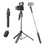 Oderra Trépied Smartphone 3-en-1 avec Perche à Selfie Bluetooth - Télécommande Détachable