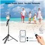 Oderra Trépied Smartphone 3-en-1 avec Perche à Selfie Bluetooth - Télécommande Détachable, 160CM Rétractable + Stabilisation 360