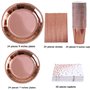 KAHEIGN 146 Pièces or Rose Vaisselle De Fête, Jetable Papier Aluminium Plaques Serviettes Coupes Pailles Pour Les Mariages, Anni
