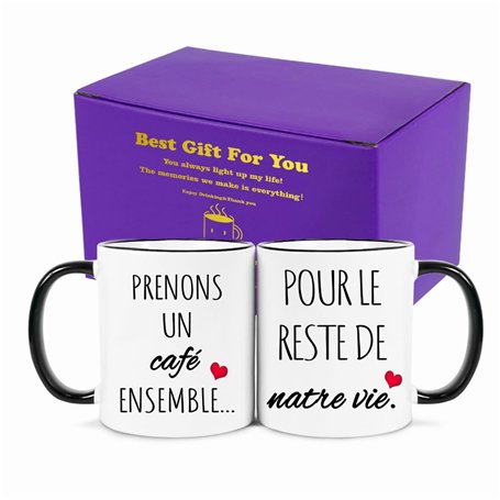 Ensemble de tasses à café 'Prenons un café ensemble pour le reste de nos vies'