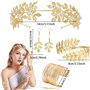 4 Pièces Déesse Grecque Bijoux, Serre Tete Couronne de Laurier Femme Fille Or, Bracelet Bras Manchette Doré Boucles d'Oreilles D