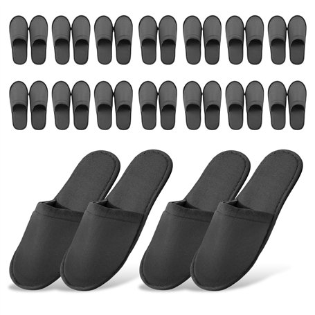 LEKEFETO Lot de 15 paires de pantoufles d'hôtel grises : chaussons jetables antidérapants