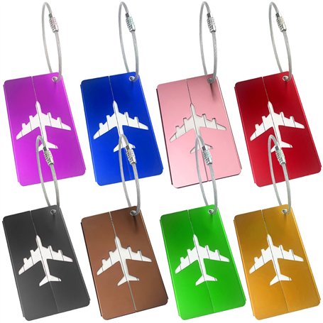 Gentpovth 8 Pcs Étiquettes à bagages en aluminium Avec carte pour informations personnelles