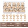 bouton bois 140 pièces ，boutons mercerie， boutons 2 trous，bouton bois naturel idéal pour coudre et créer des décorations 15/20/2