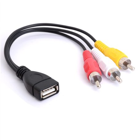 Tomost Câble USB vers 3 RCA USB 2.0 femelle vers 3 RCA mâle - Adaptateur pour caméscope AV - Cordon pour TV