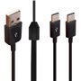 Câble de charge double USB C Y - Câble USB vers double jack de type C - Câble de synchronisation de données pour téléphones port