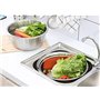 Passoire avec Bol Inox Set Bols à Mélanger Saladier Passoire Métal Préparation de Salades Fruits Pâtes Riz, 26cm