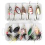 Chstarina 10 Pièces Kit de Leurre de Pêche Spinnerbaits Cuillère à Pêche Tournante Métallique Kit d'appâts de Pêche Portable ave