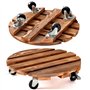 PETSUPS Lot de 2 supports de plantes en bois avec roues de 30 cm avec roulettes verrouillables en métal robuste