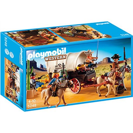Playmobil - 5248 - Jeu de Construction - Chariot avec Cow-Boys et Bandits