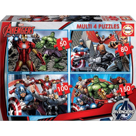 Educa - Avengers. 4 Puzzles Progressifs Enfant. 50/80/100/150 Pièces. Composé De Grandes Pièces Parfaitement Finies. +5 Ans (163