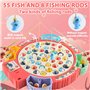 Aischens Jeux de Pêche Électriques, Jeu de Pêche à la Ligne avec 55 Poissons et 8 Cannes à Pêche, Jouet de Pêche Musical avec Pl