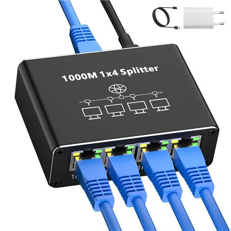 AOUZEA Switch RJ45 4 Ports 1000Mbps