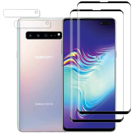 Vuciya Lot de 2 Verre Trempé pour Samsung Galaxy S10 5G Protection Écran Lot de 2 Protecteur d''Objectif de Caméra 9H Dureté Vit