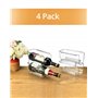 QWORK® Porte-Bouteilles empilable pour 4 Bouteilles, Range Bouteille Transparent, Universel pour Cuisine, réfrigérateur et Cave