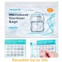 ECOOPTS Lot de 12 sacs de stérilisation à vapeur pour micro-ondes - Sacs à vapeur réutilisables pour biberons et tire-lait - Piè