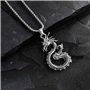 XFSRG Collier Dragon en Acier Inoxydable pour Femme - Bijoux Fantaisie - Chaine Argentée - Cadeau - Style Gothique et Mystique