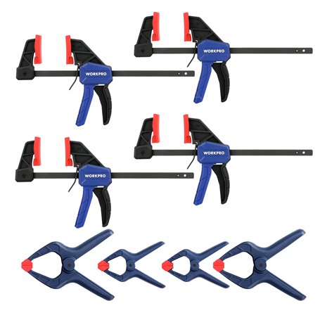 WORKPRO Serre Joint et Pince à Ressort 8 Pièces