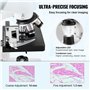 VEVOR Microscope Trinoculaire Composé 40X-5000X Microscope Biologique Mise au Point Grossière et Fine de Précision avec Platine 