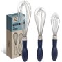 Chef Pomodoro Fouet de Cuisine en Acier Inoxydable (Lot de 3) Ustensiles pour Remuer Mélanger la Pâte Monter des Blancs en neige