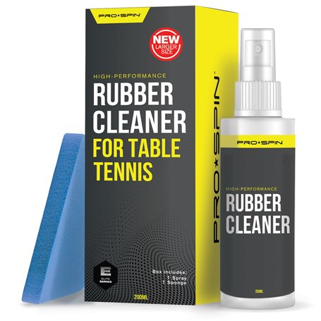 PRO SPIN Kit de Nettoyage en Caoutchouc pour Tennis de Table – 200 ML Nettoyant pour Raquettes de ping-Pong et éponge Inclus | E