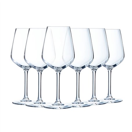 Luminarc - Collection Vinetis - 6 verres à pied 30 cl - Design moderne et élégant - Fabriqués en France - Emballage renforcé