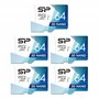 Silicon Power Lot de 5 Cartes MicroSD Haute Vitesse 64 Go avec Adaptateur
