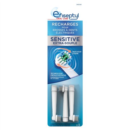 Efiseptyl - Recharges Pour Brosse à Dents Électriques - Compatibles Brosse Oral-B - Indicateur d'Usure - Technologie Oscillo-Rot