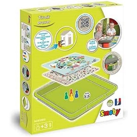 Smoby - Set Tiroir Jeux - Accessoire de Maison Smoby - pour Table Pique-Nique - 4 Jeux - Pions et Dé Inclus - 810913 Vert