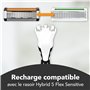 BIC Hybrid 5 Flex Recharges - 8 Recharges de Rasoir Homme à 5 Lames Nanotech en Titane avec Bande Lubrifiante pour un Rasage Pré
