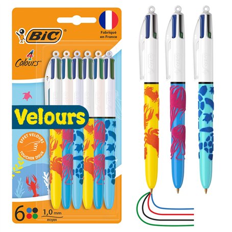 BIC 4 Couleurs Velours - Stylos-Bille Pointe Moyenne (1