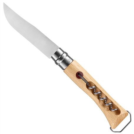 Opinel - N°10 Couteau Tire-Bouchon Décapsuleur pour Pique-Nique - Lame 10 cm Acier Inox