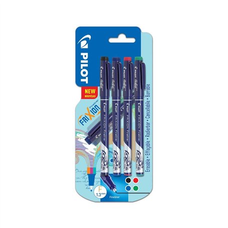 Pilot FriXion Fineliners Pack of 4 Black/Blue/Red/Green